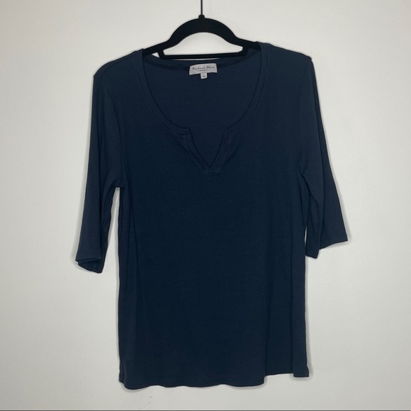 MICHAEL STARS 'Audrey' Split Neck Tee in Admiral - Picture 5 of 7